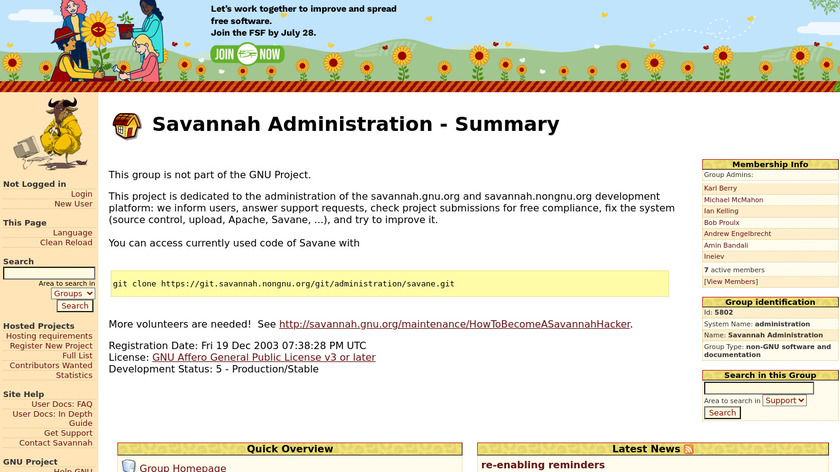GNU Savannah Landing Page