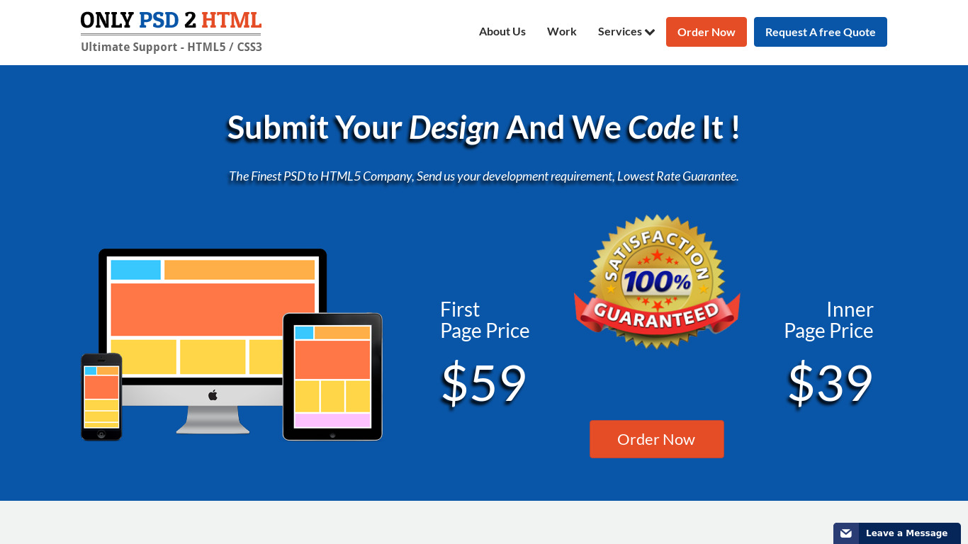 Only PSD 2 HTML Landing page