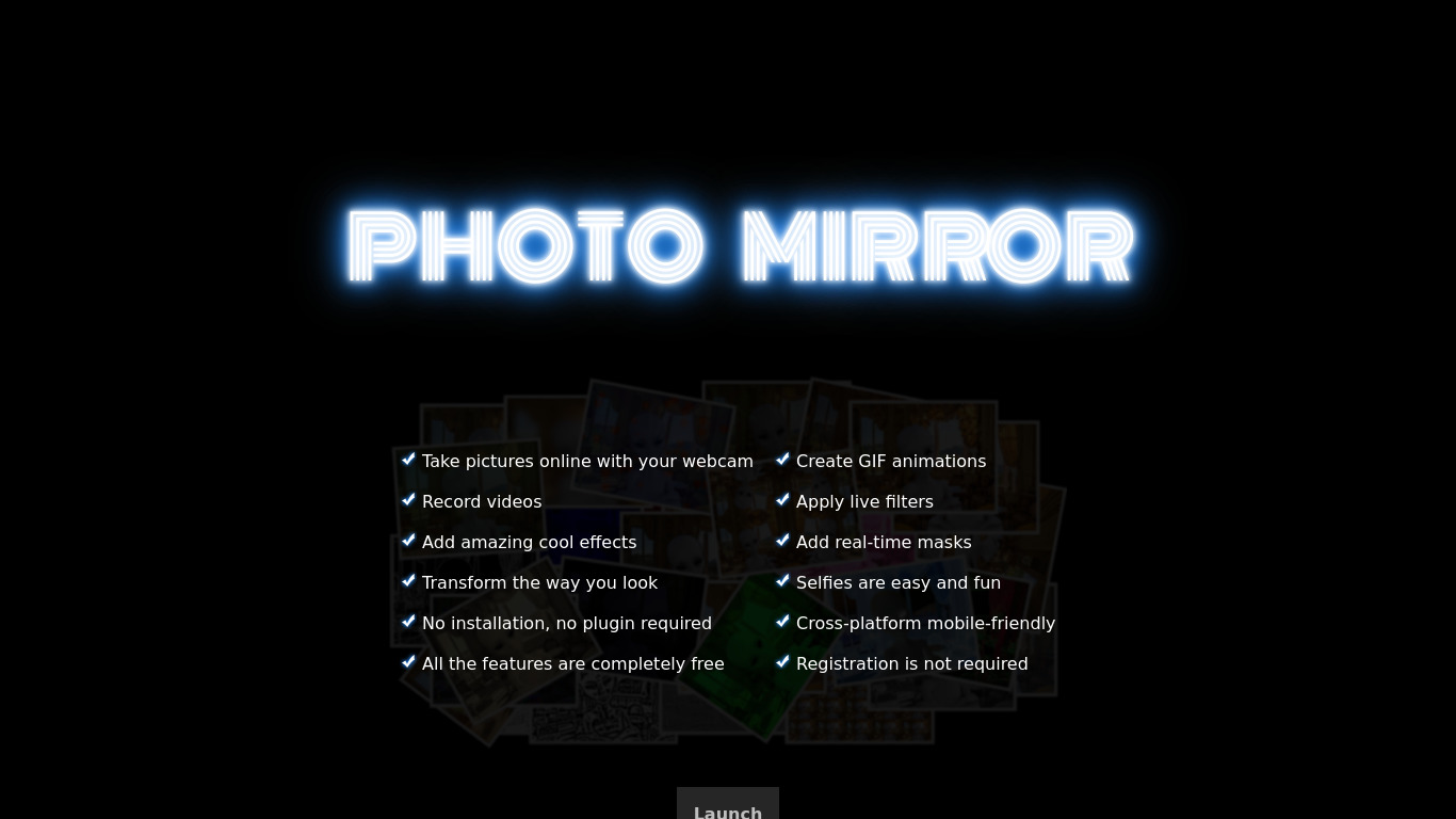 Photo Mirror Landing page