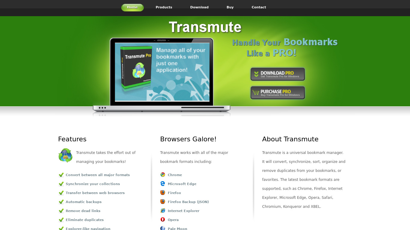 Transmute Landing page