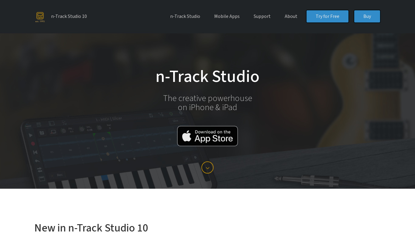 n-Track Studio Landing page