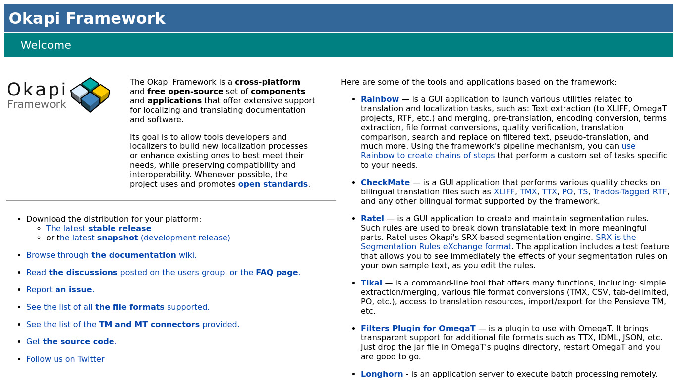 Okapi Framework Landing page