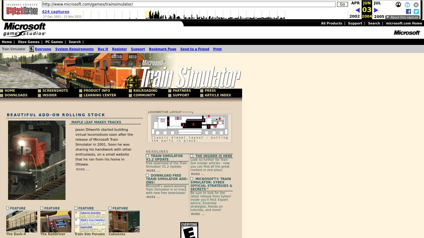 Microsoft Train Simulator Landing page