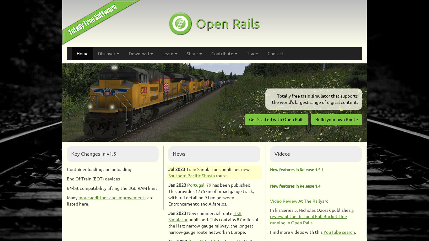 Open Rails Landing page