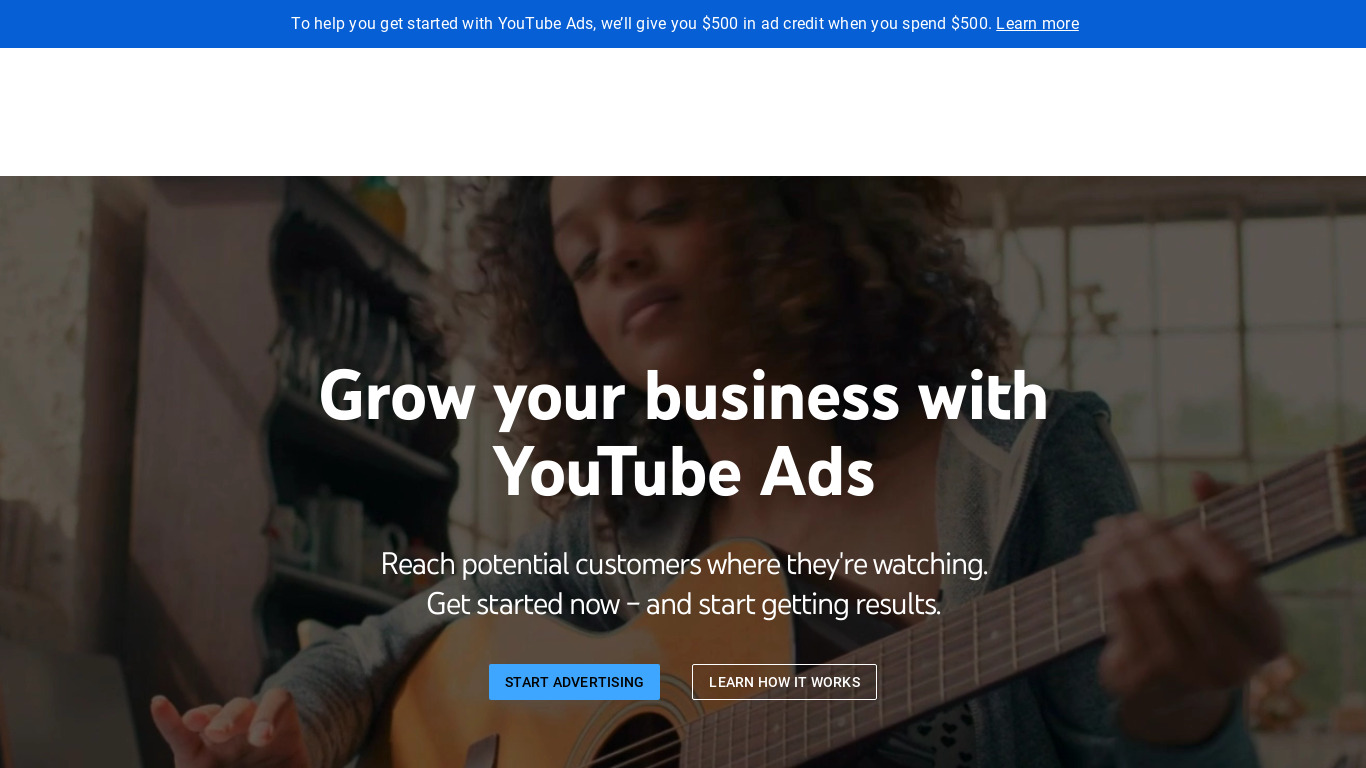 YouTube Ads Landing page