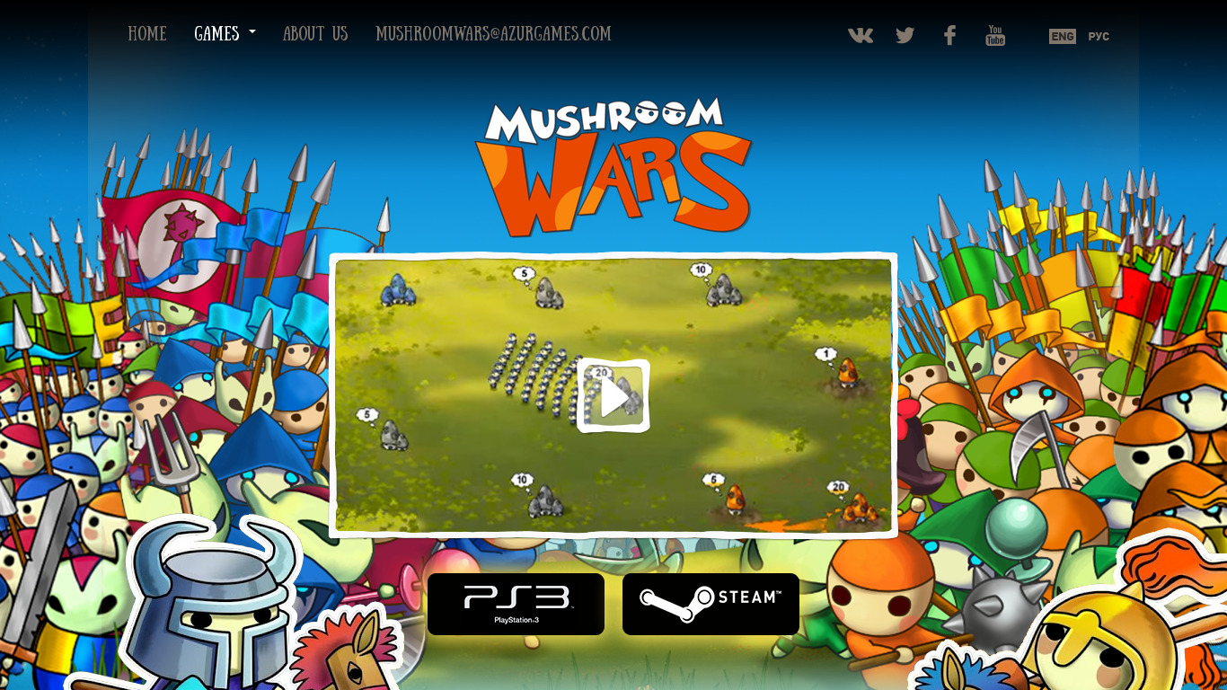 Mushroom Wars Landing page