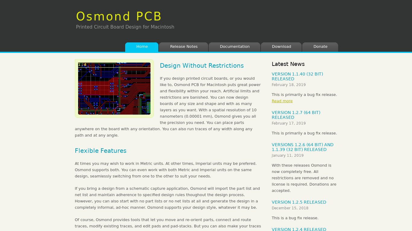 Osmond PCB Landing page