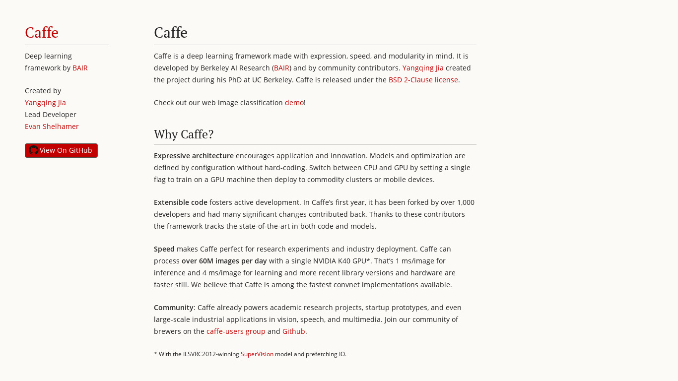 Caffe Landing page