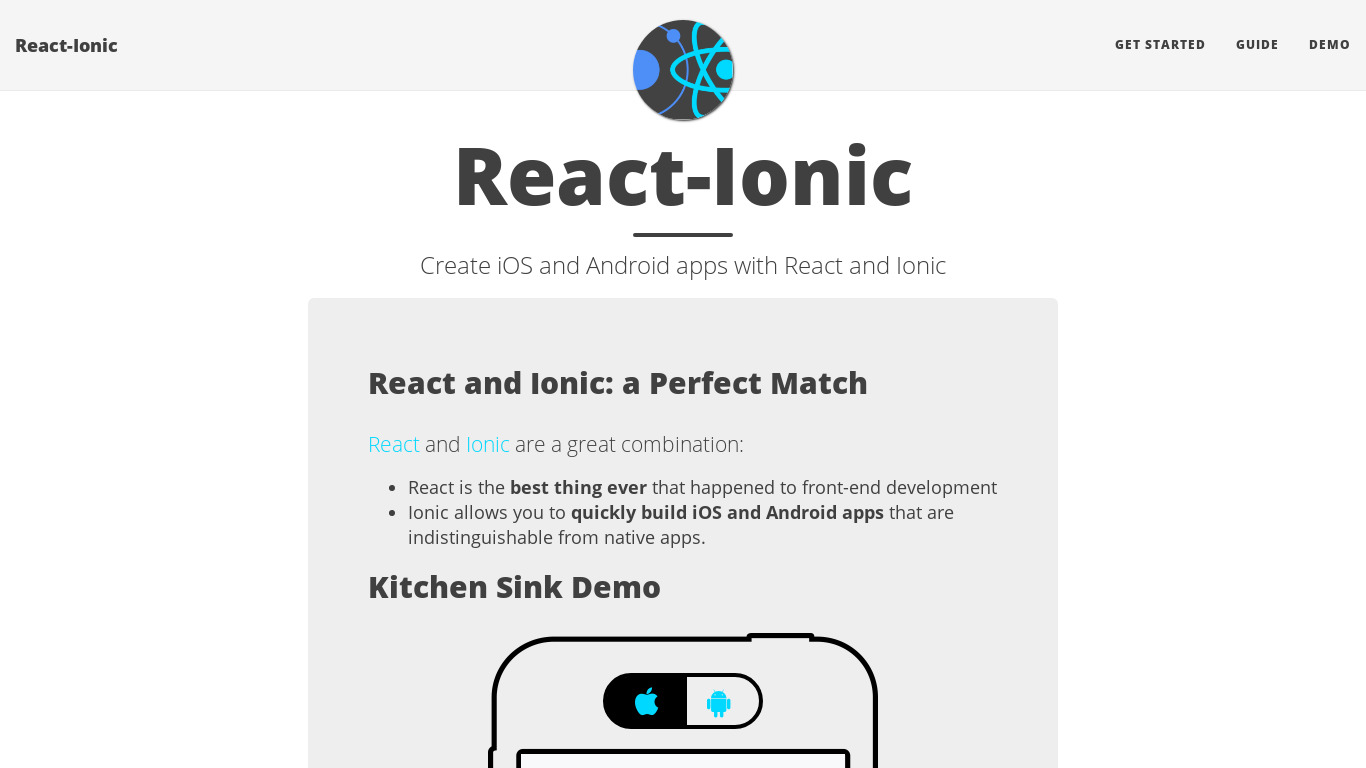 React-Ionic Landing page