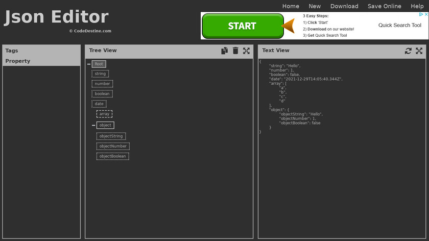 Json Editor Landing Page