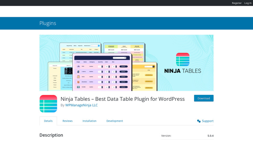 Ninja Tables Landing Page