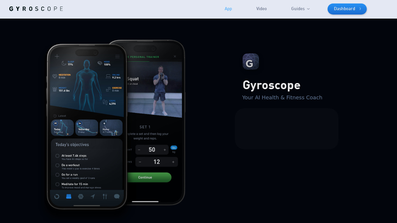 Running by Gyroscope Landing page