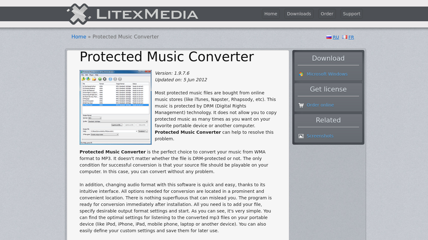 Protected Music Converter Landing page
