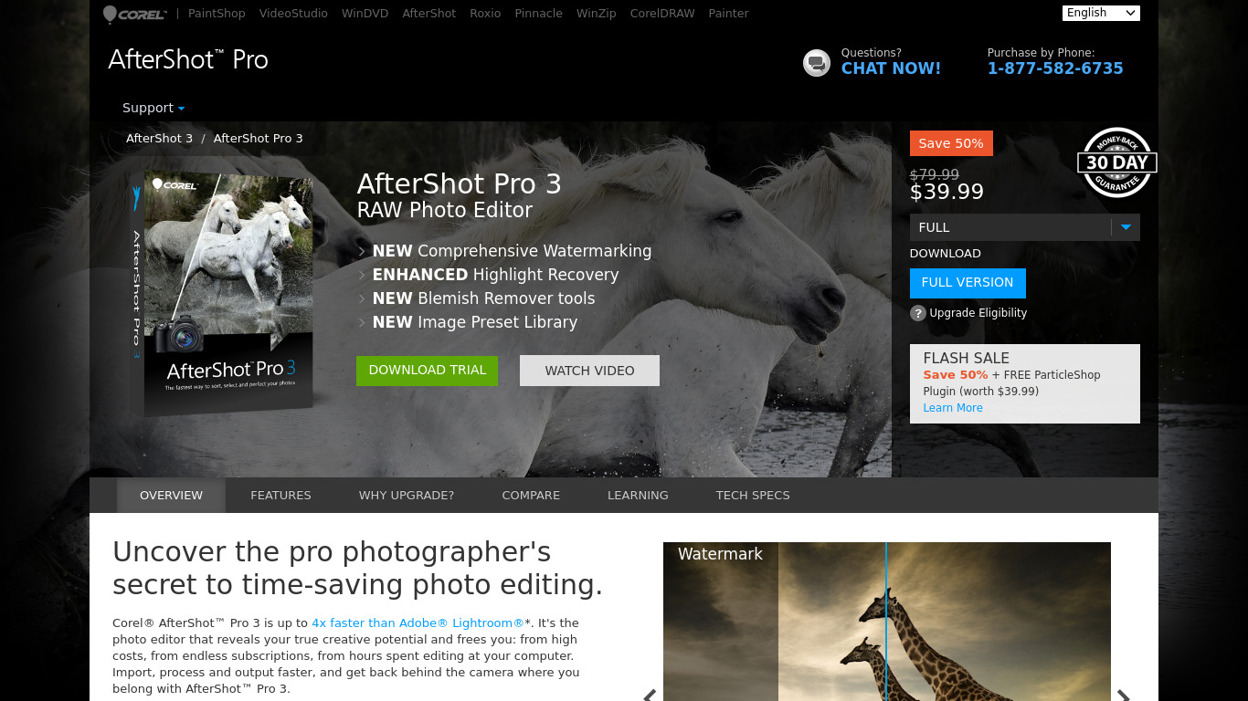 Corel AfterShot Pro Landing page