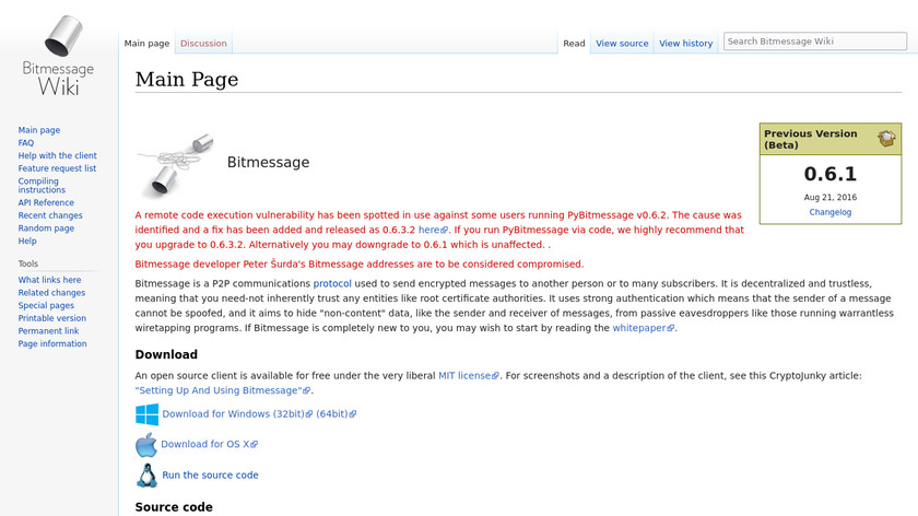 Bitmessage Landing Page