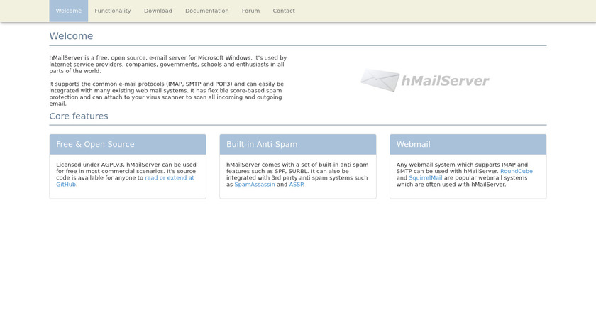 hMail Server Landing Page