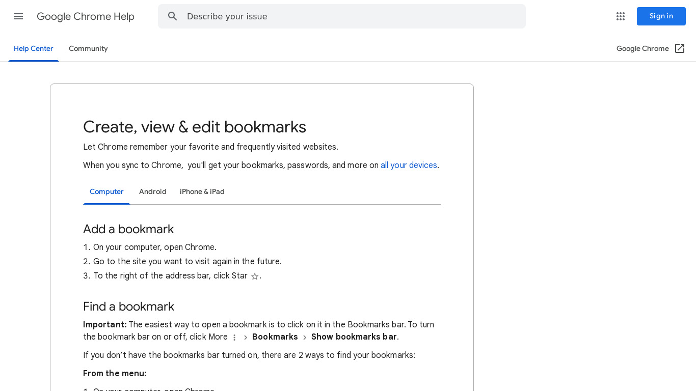 Bookmark Manager Landing page