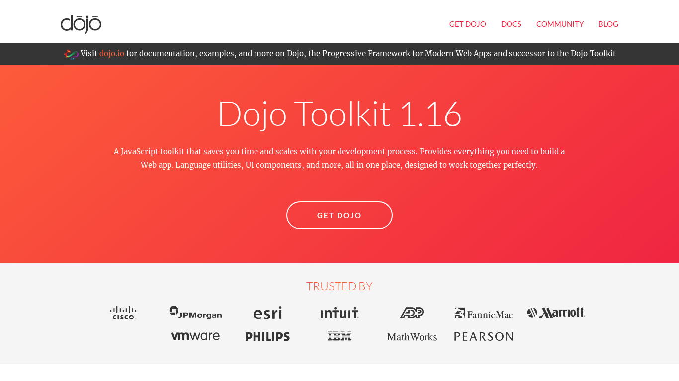 Dojo Toolkit Landing page