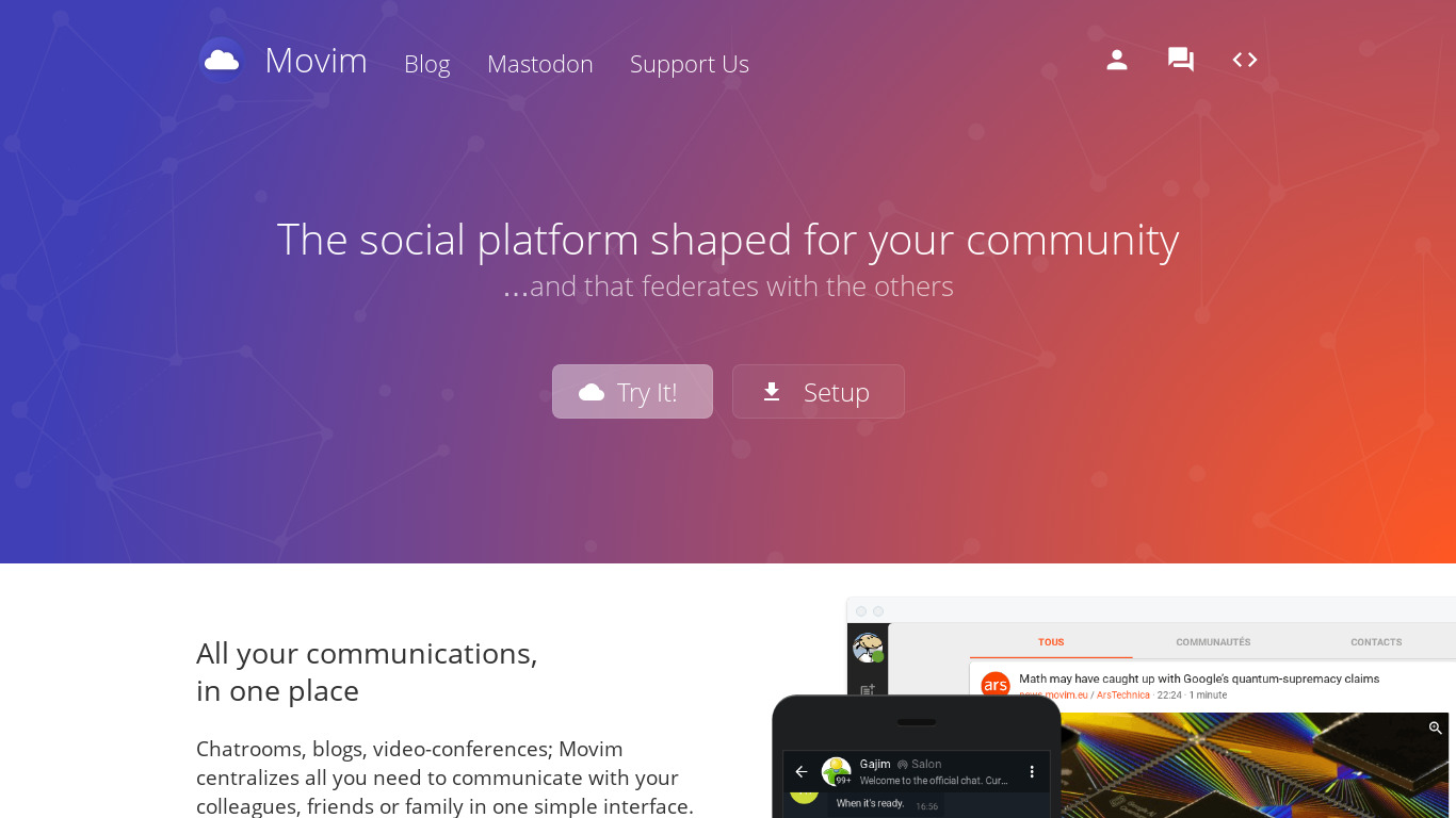 Movim Landing page