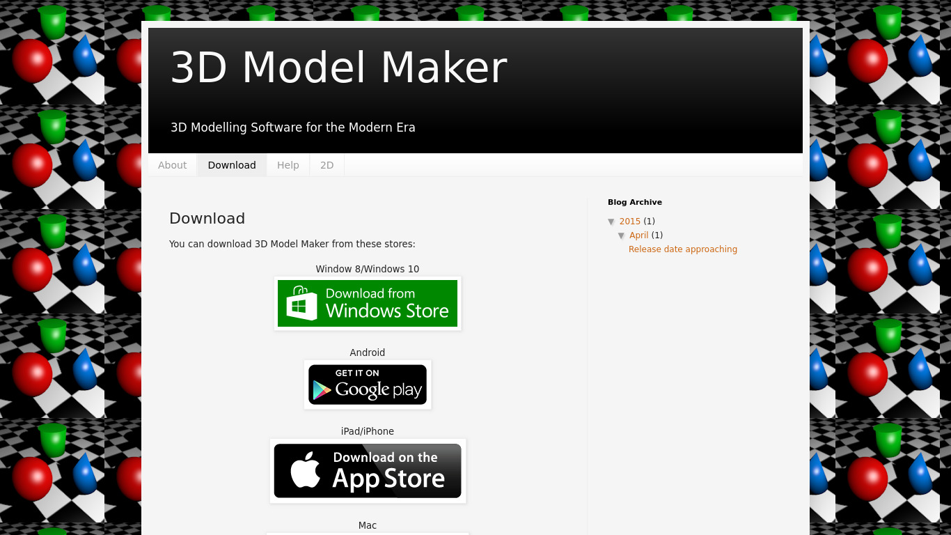 3D Model Maker Landing page