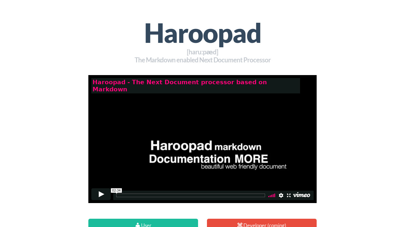 Haroopad Landing page