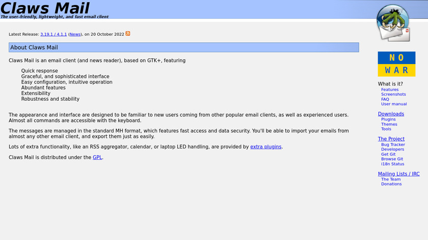 Claws Mail Landing Page
