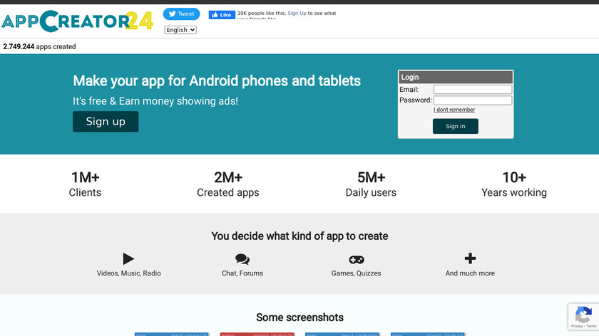 Android Creator Landing Page