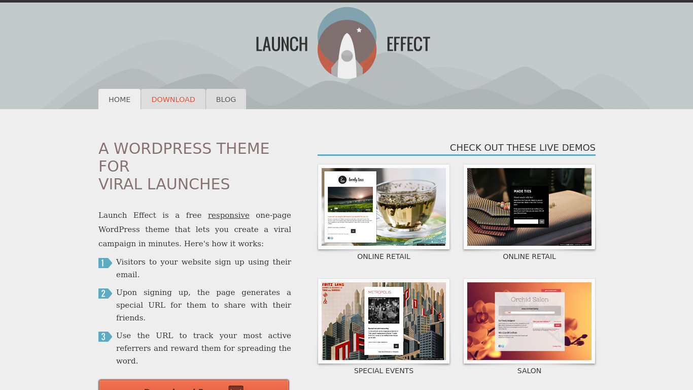 Launch Effect Landing page
