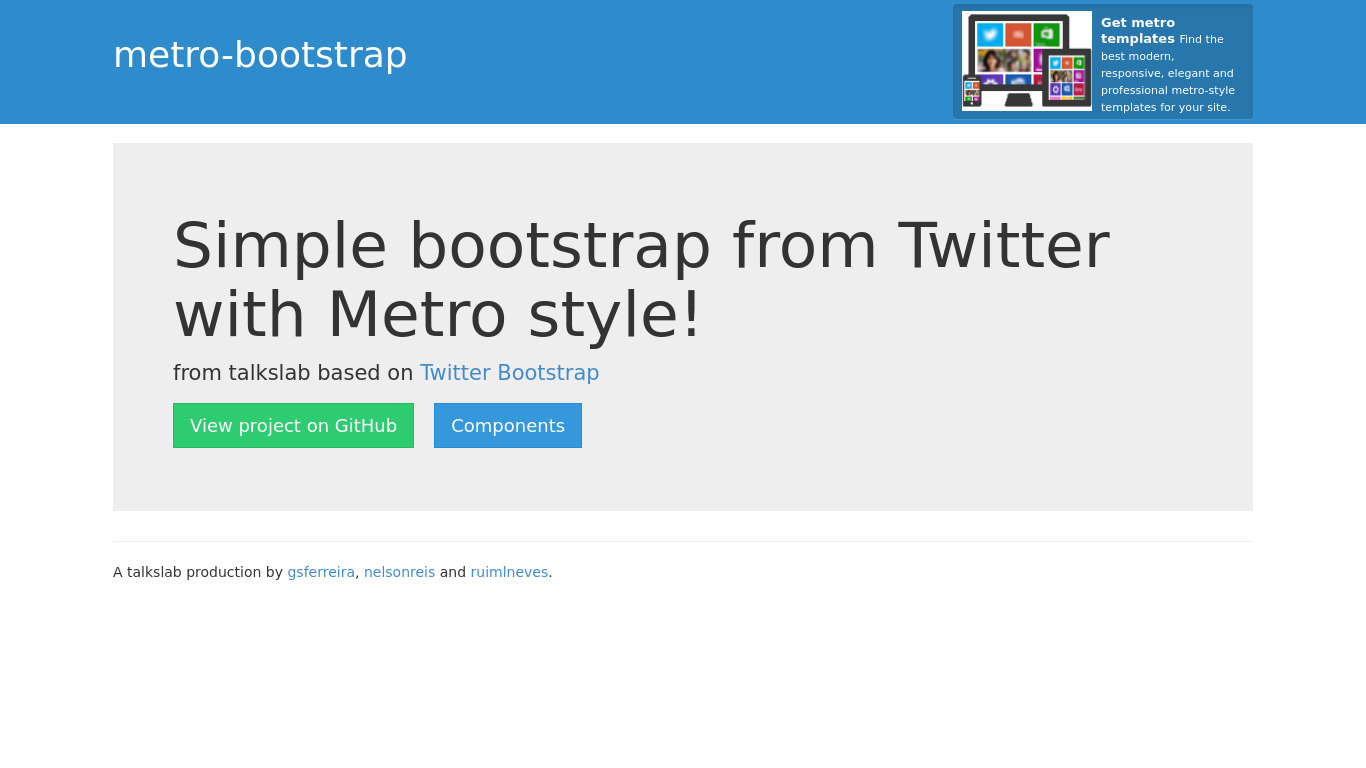 metro-bootstrap Landing page