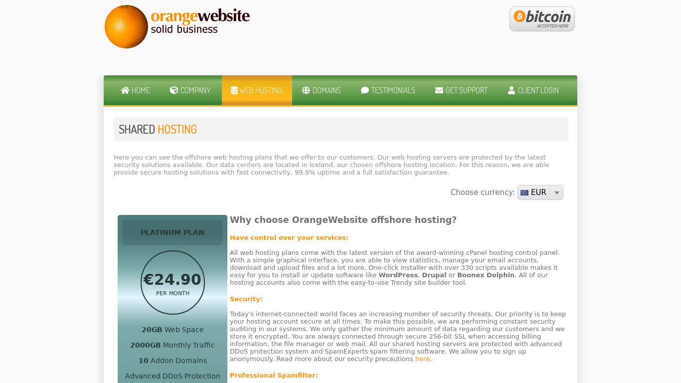 OrangeWebsite Landing page