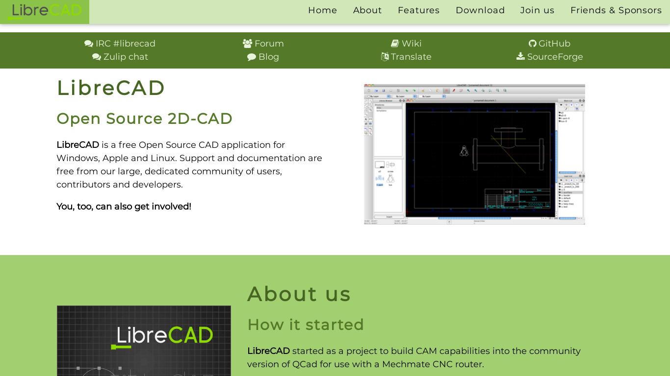 LibreCAD Landing page