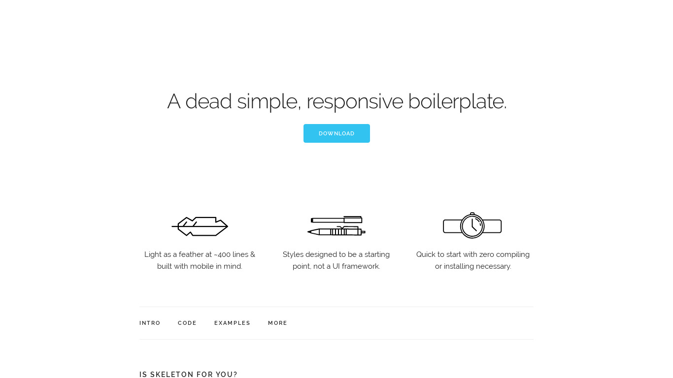 Skeleton CSS Landing page