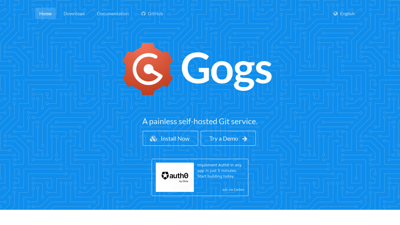 Gogs Landing page