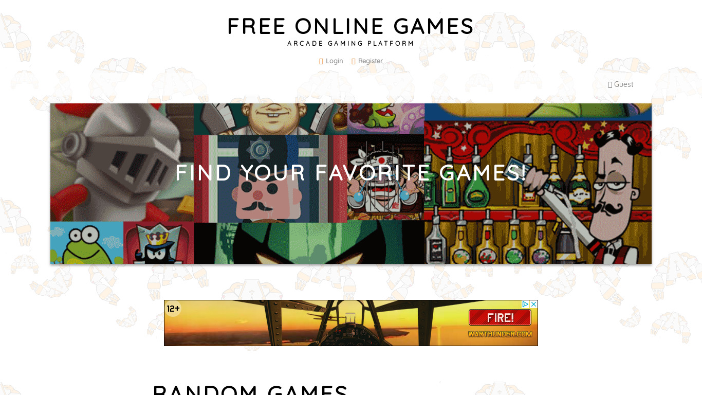 FreeOnlineGames Landing page