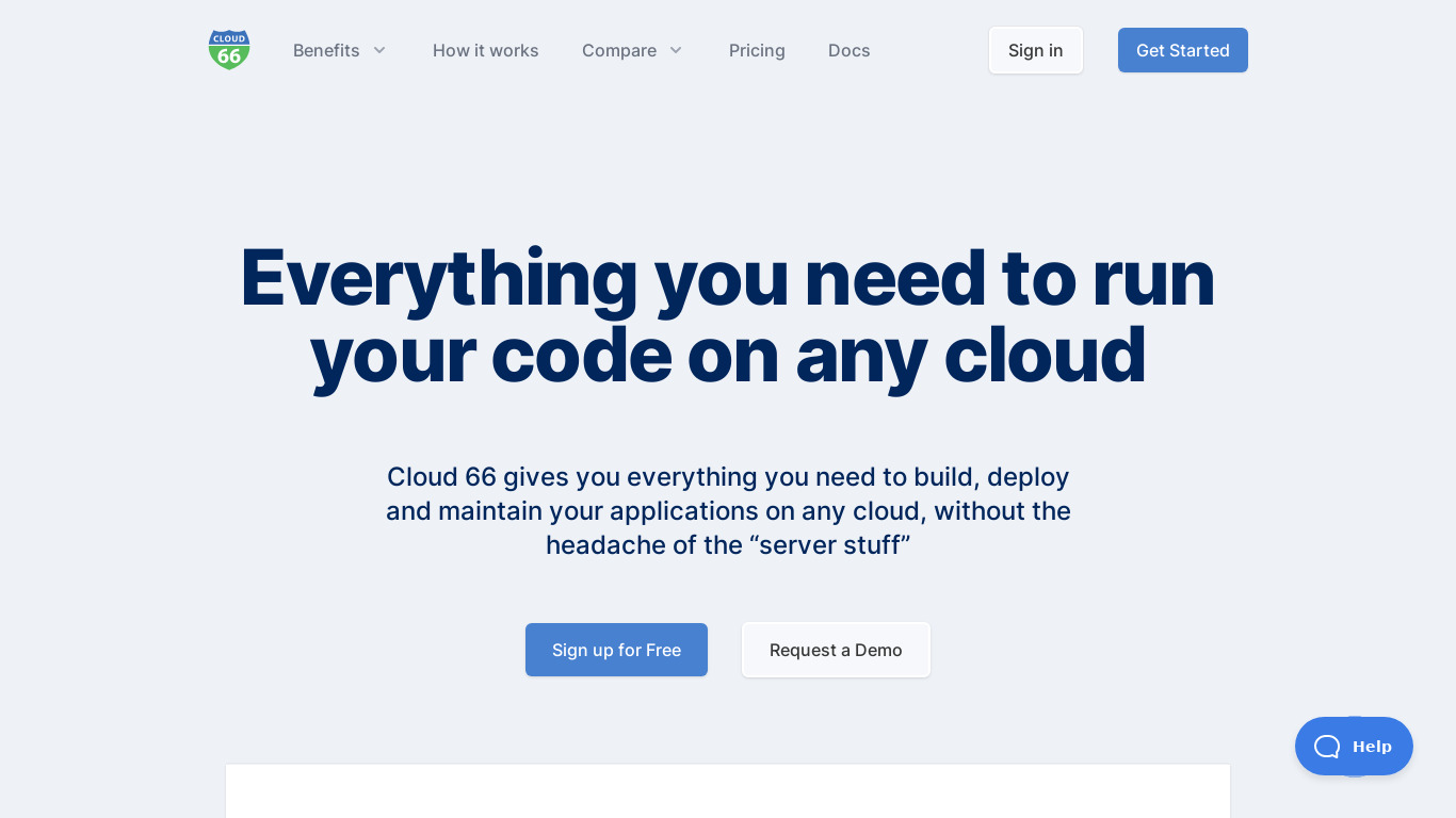 Cloud 66 Landing page