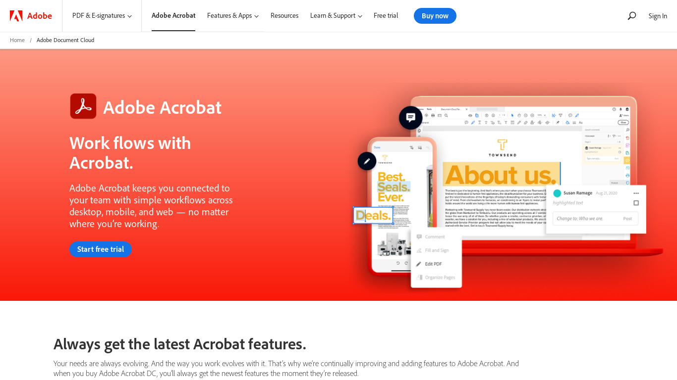 Adobe Acrobat DC Landing page