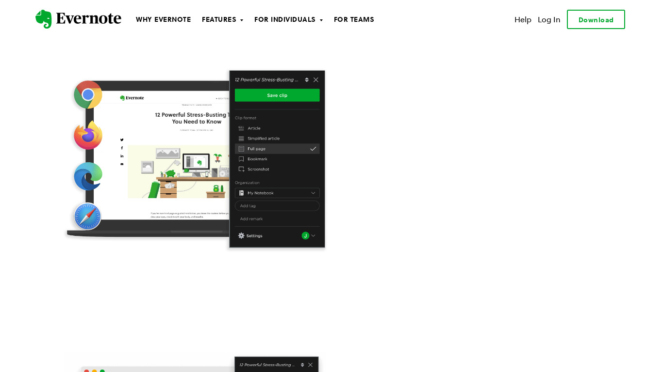 Evernote Web Clipper Landing page