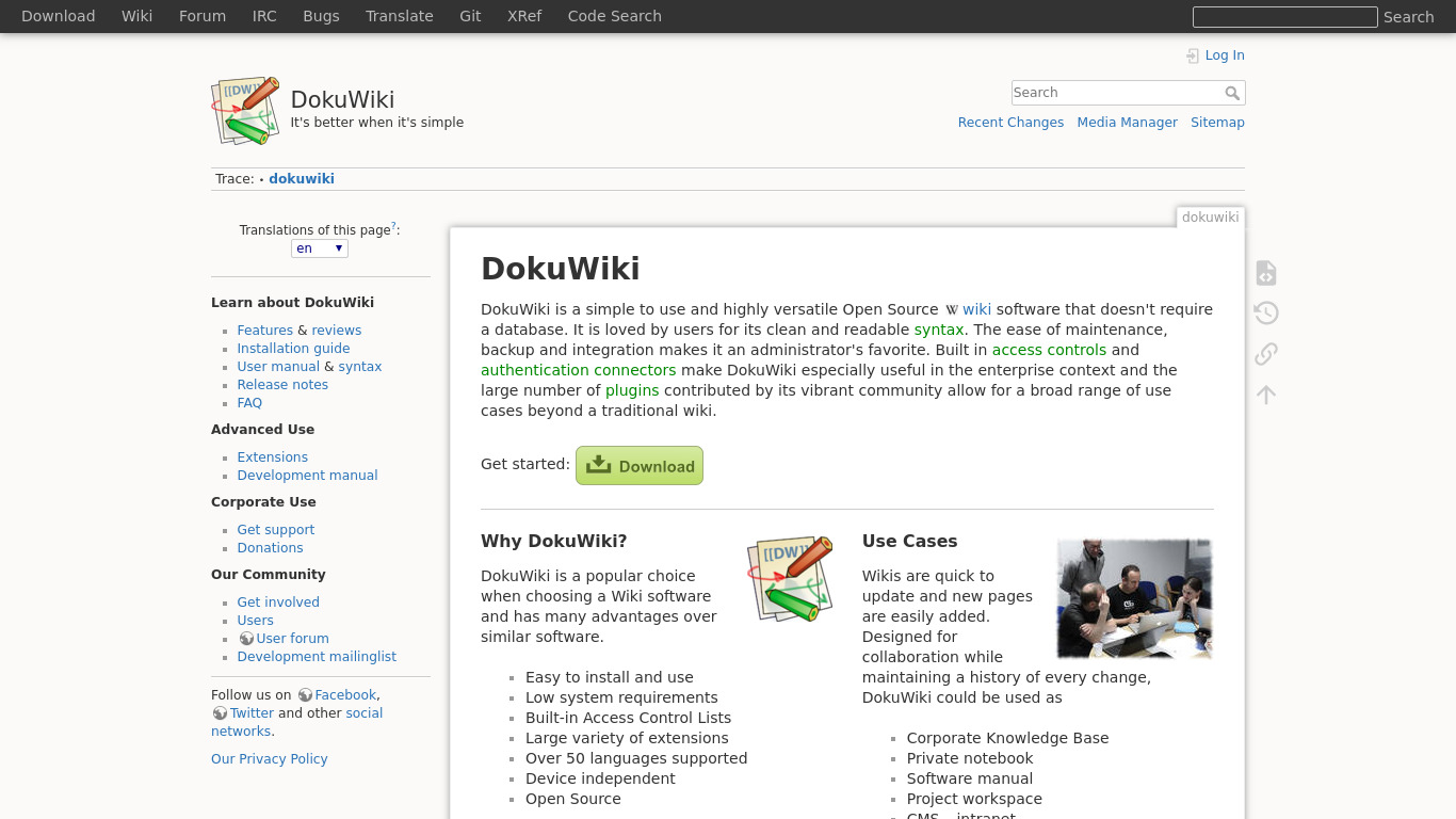 DokuWiki Landing page