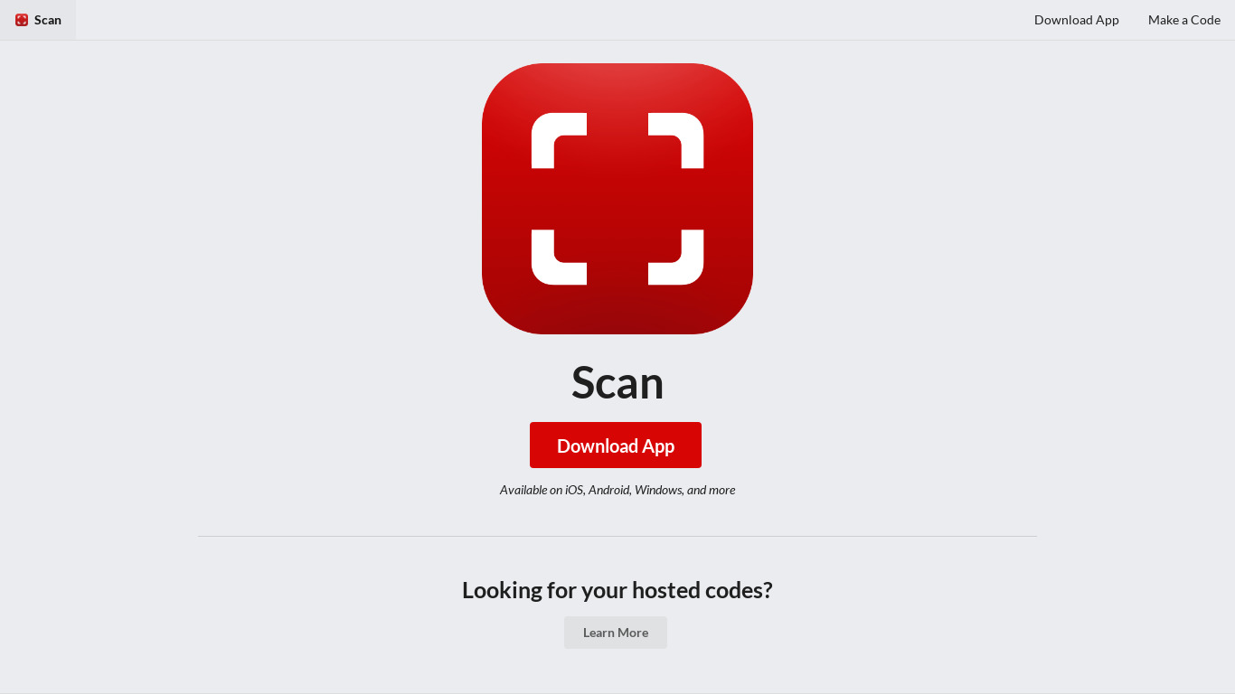 Scan QR Code Reader Landing page
