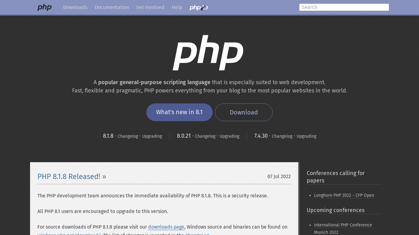 PHP Landing page