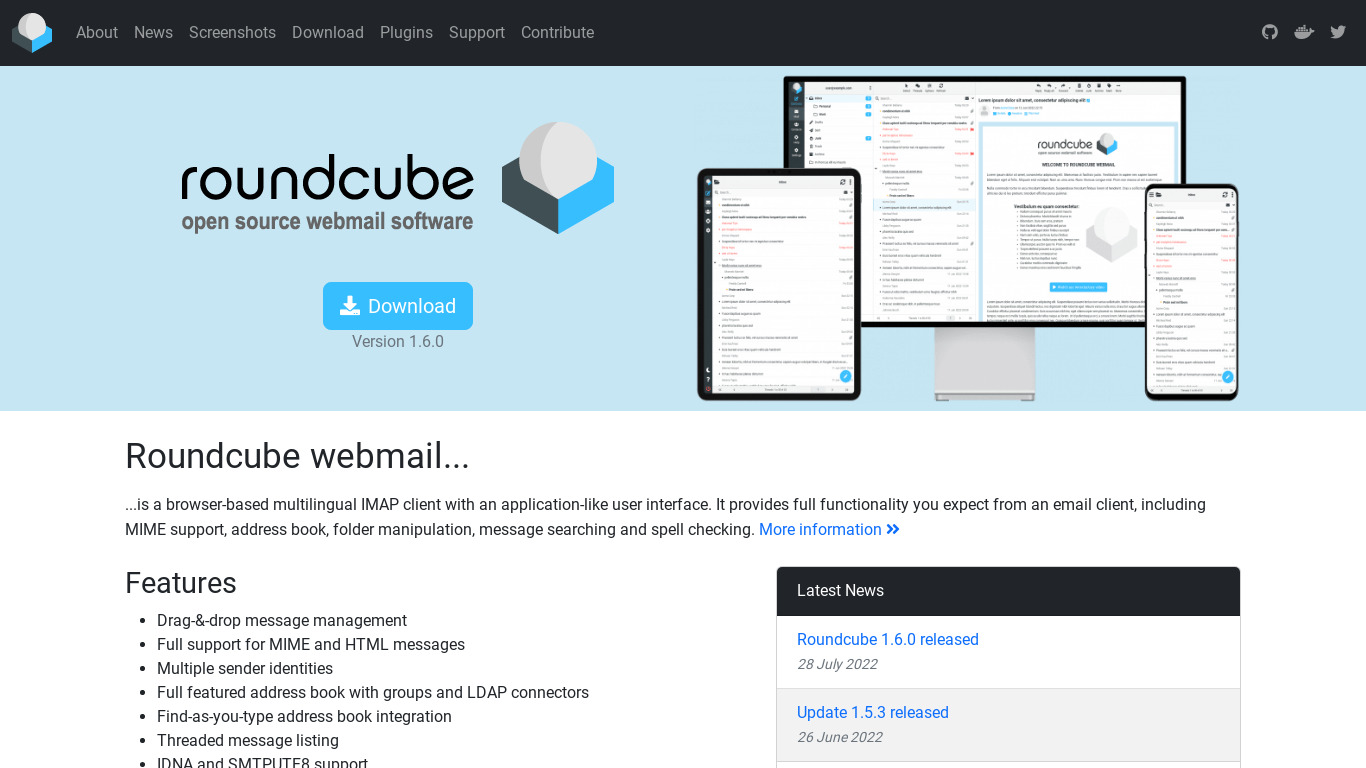 Roundcube Landing page