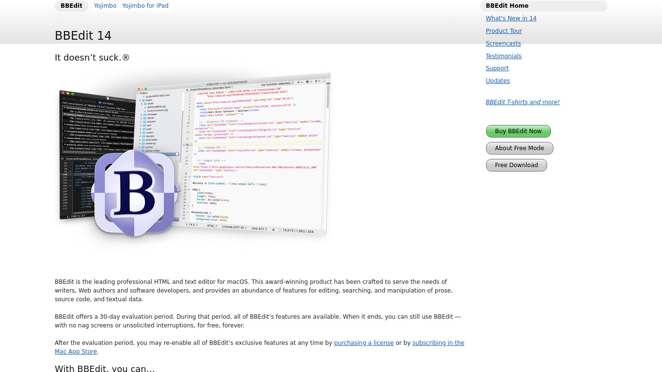 BBEdit Landing page