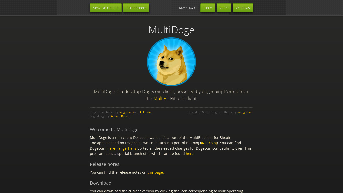 Multidoge Landing page