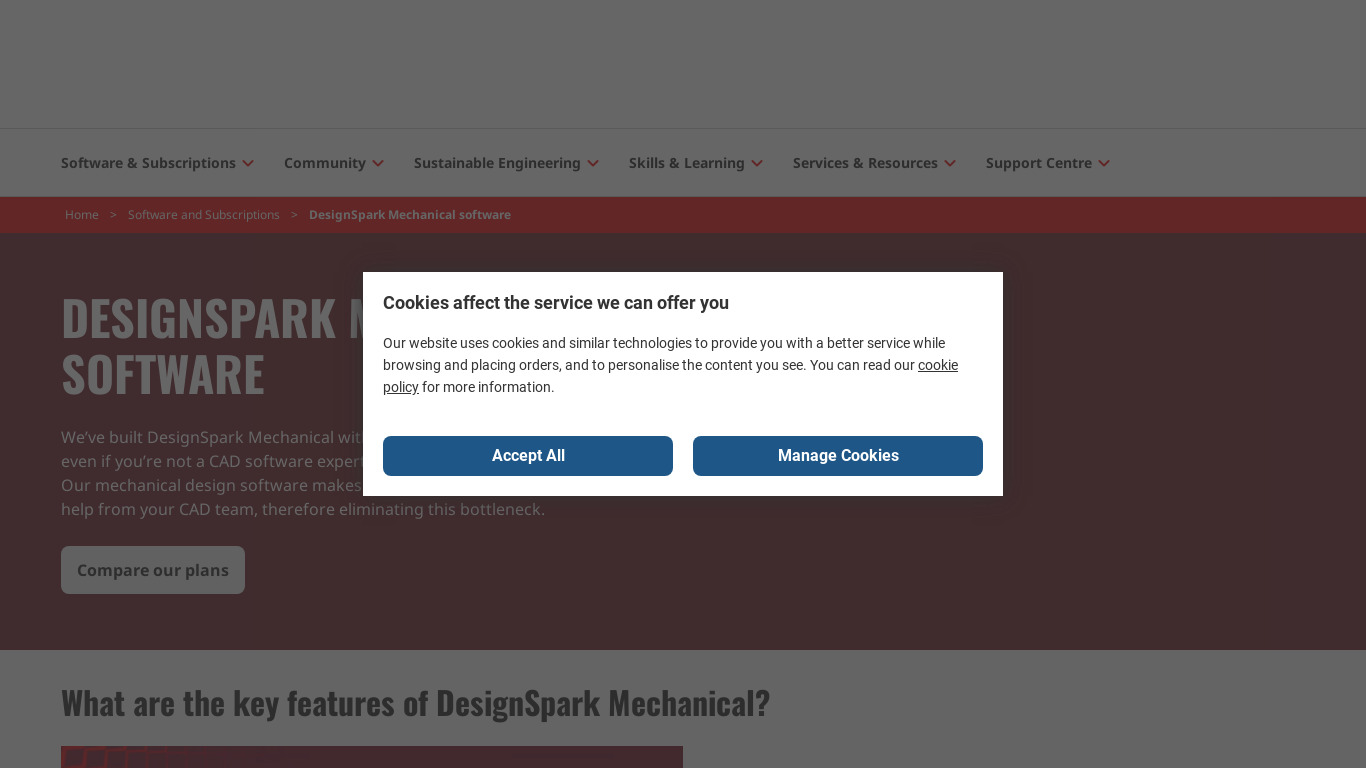 Designspark Mechanical Landing page