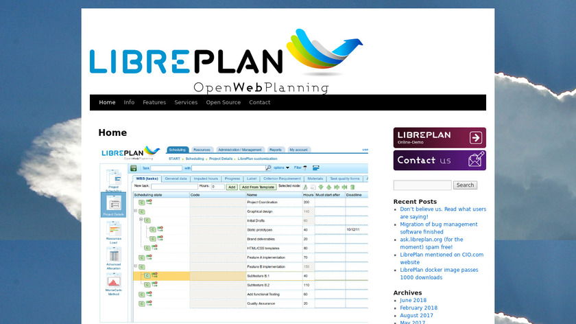 LibrePlan Landing Page