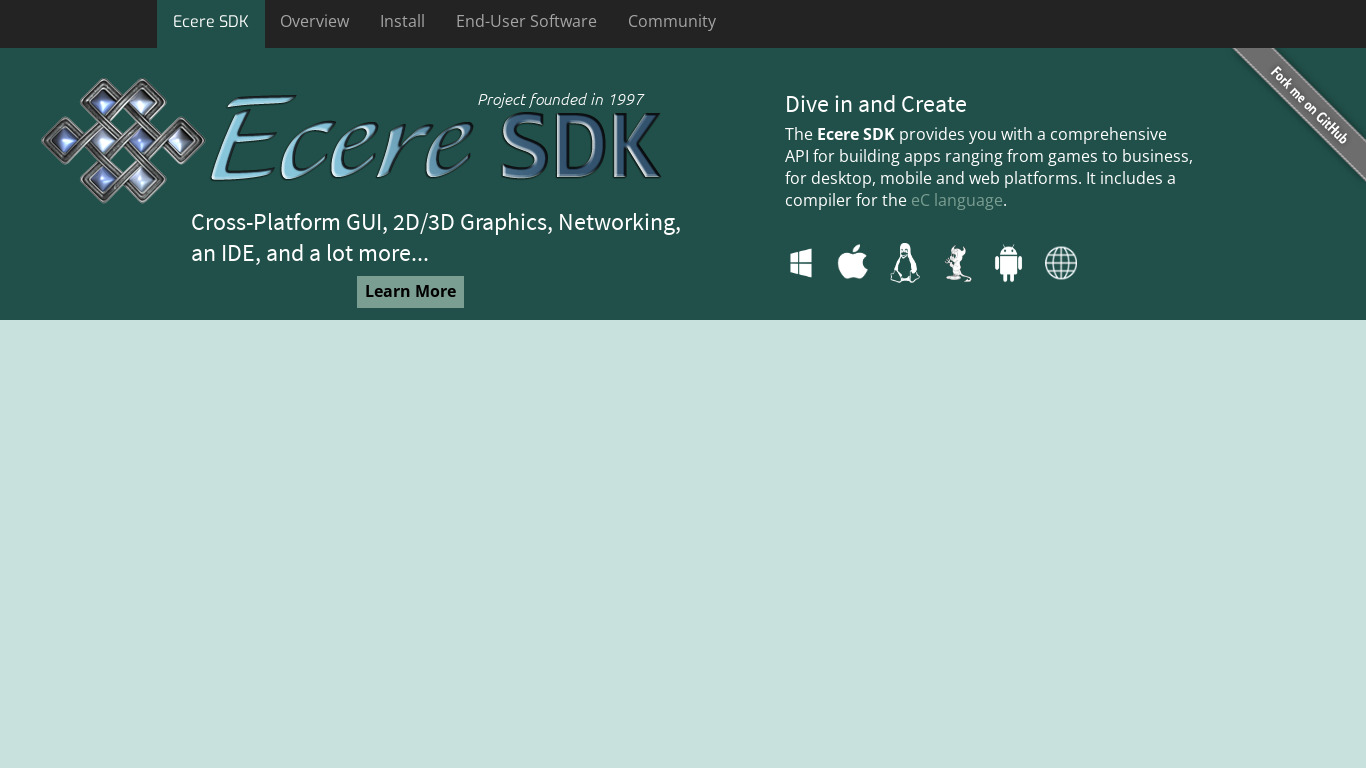 Ecere SDK Landing page