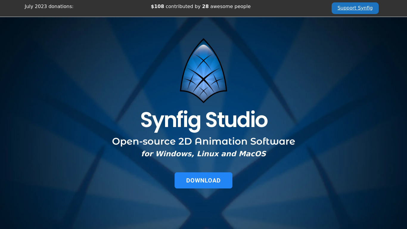 Synfig Studio Landing page
