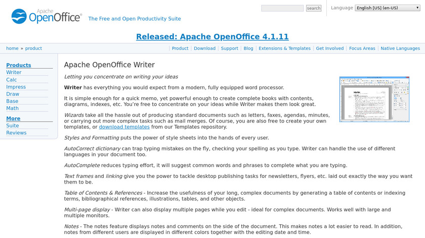 Apache OpenOffice Writer Landing Page