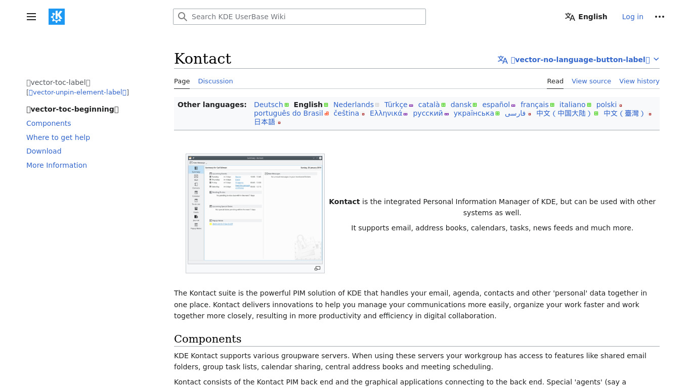 Kontact Landing page