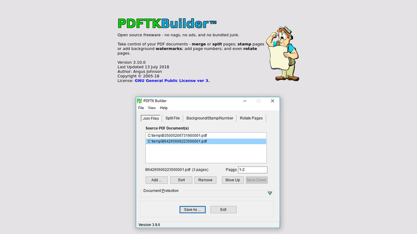 PDFTK Builder Landing Page